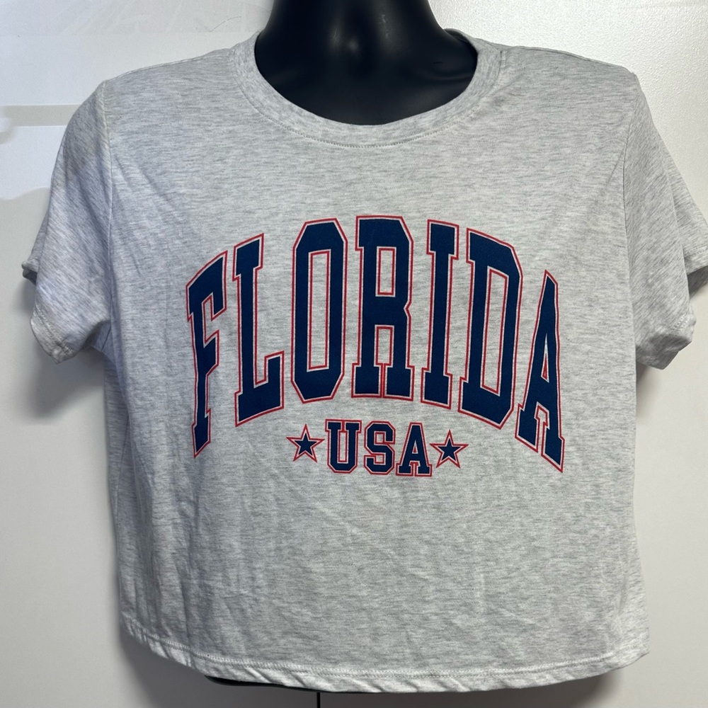 Where I’m From Florida USA Heather Gray Women's Crop Top NWT